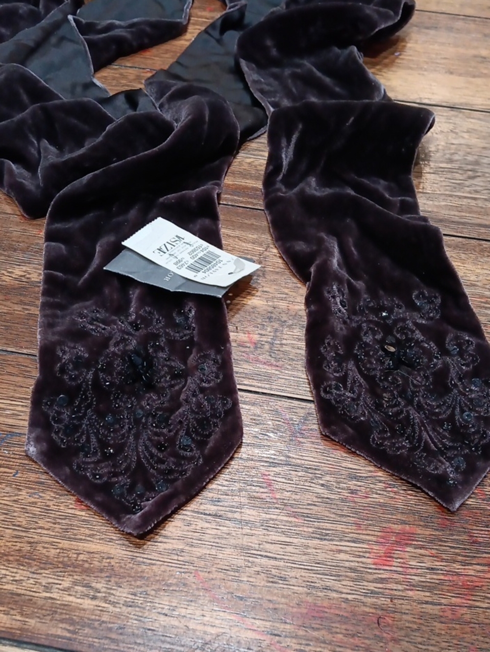 Ann Taylor Velvet Embroidered Scarf - Brown